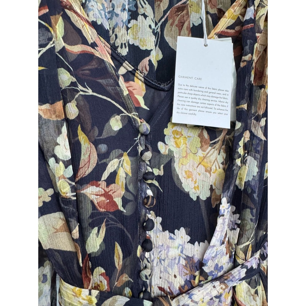 NWT Zimmermann Sabotage Ruffle Midi Dress Wisteria Midnight Size 1 (US 6) - Picture 15 of 16